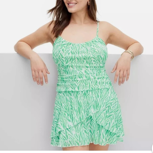 NWOT Diane Von Furstenberg for Target green and white tank mini dress size XL - Picture 2 of 8